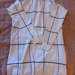 Elegant White and Black Grid Sweater